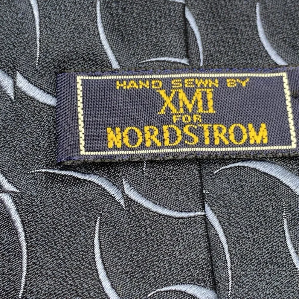 Nordstrom XMI Silk Neck Tie Blue Abstract‎ Paisley Hand Sewn Made USA Corpcore